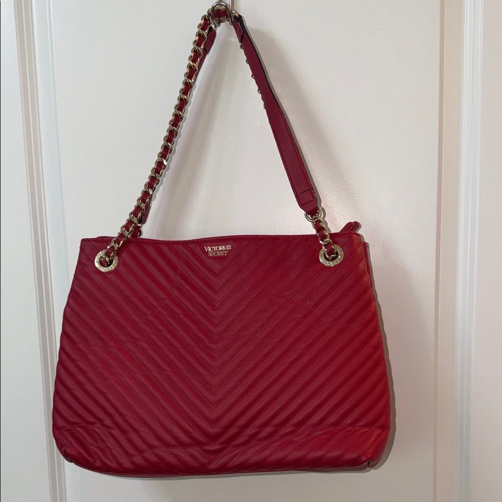 Victoria's Secret Cherry Red Chevron Shoulder Bag